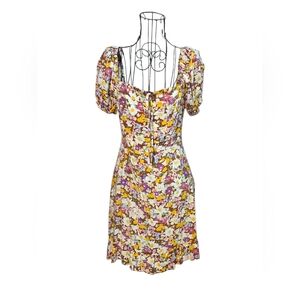 Sanctuary Multicolor Floral Square neckline Puff Sleeves Mini Dress Size 0